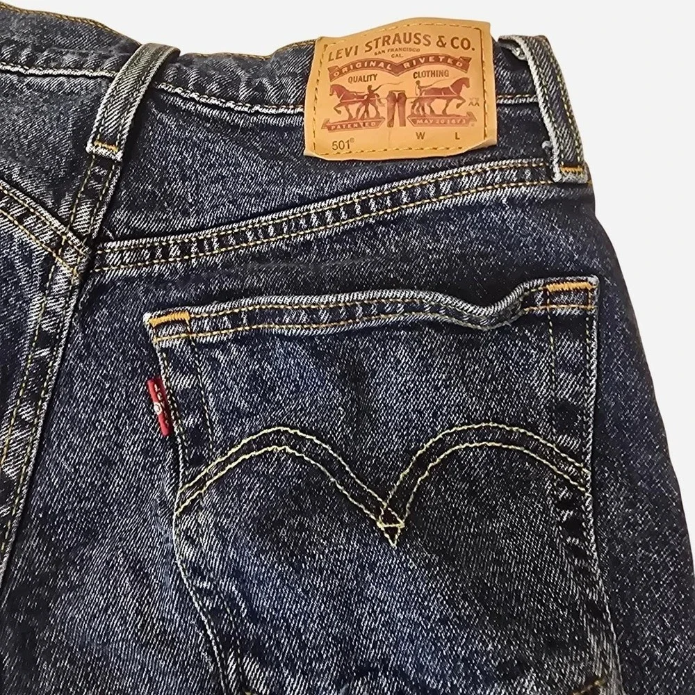 Levi's Dark Wash Short Denim with frayed hem- 24‎